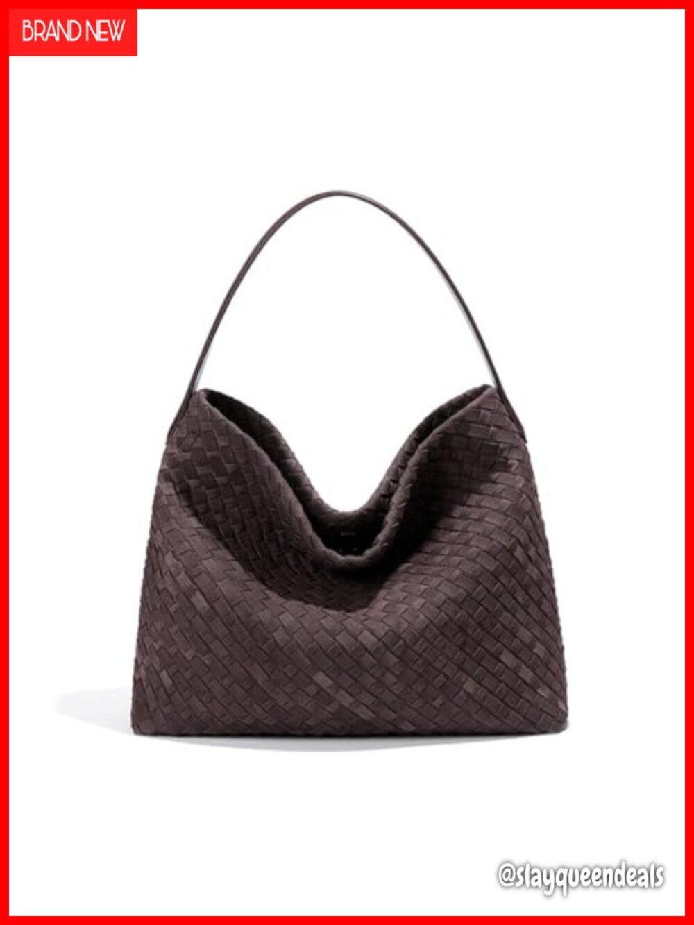 Women's Braided Faux Suede Tote Bag Trendy Crescent Shoulder Hobo Purse